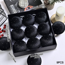 Black Velvet Christmas Ornaments 80mm 9-Pack