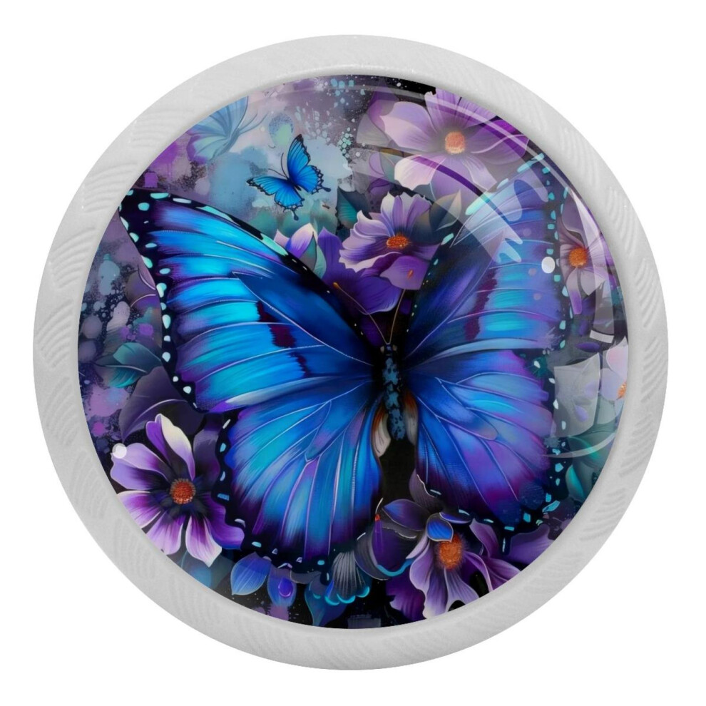 Butterfly Flower Cabinet Knobs Crystal Glass 4 Pcs 9377112764610