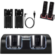 Wii Remote Charger Dock with 2 Batteries and USB Cable