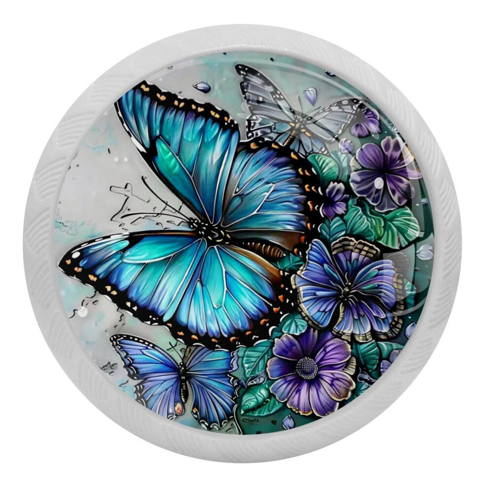 Butterfly Crystal Glass Cabinet Knobs 4 Pcs 9377112766171