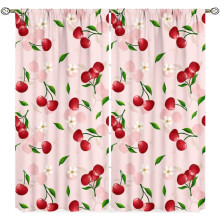Pink Cherry Fruit Window Curtains Blackout 84x84 Inch