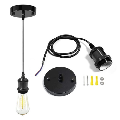 Black Pendant Light Fitting Industrial Style Adjustable