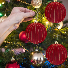 6 inch velvet flocked Christmas ball ornaments blue 2 pcs