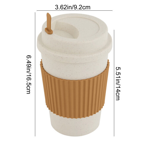 Wheat Straw Coffee Cup with Stirring Stick 12 oz 2