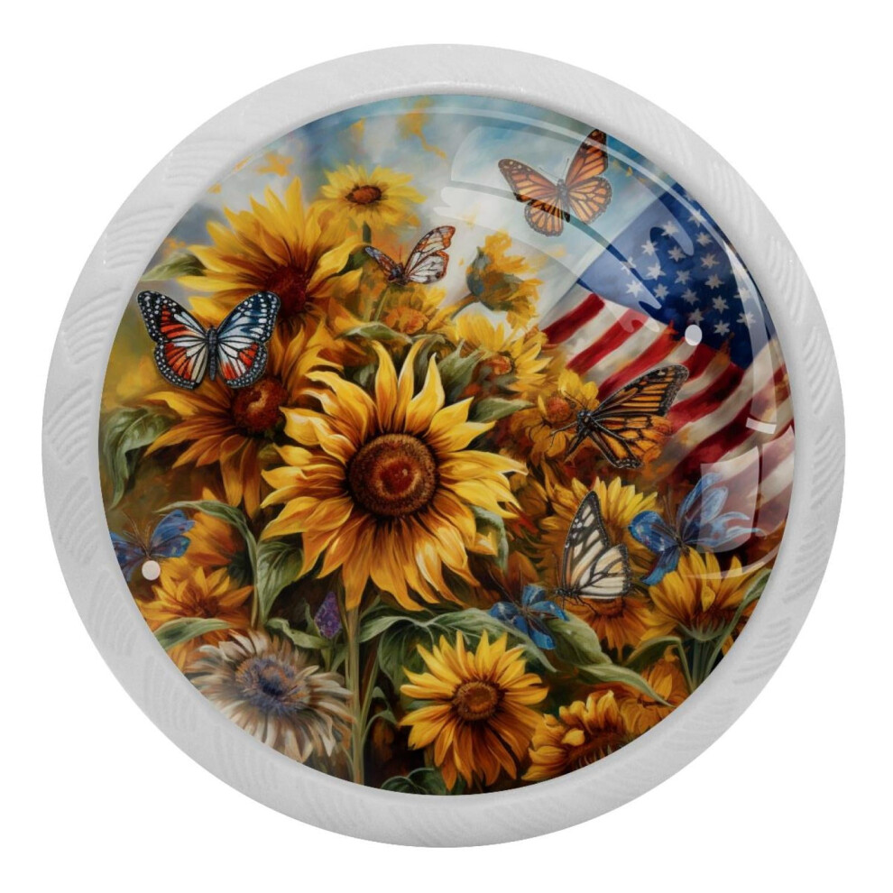 Sunflower Butterfly Flag Knobs Glow-In-Dark Crystal Glass 9377112758749