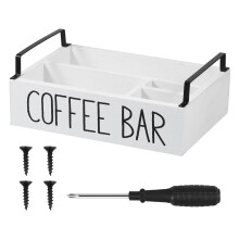 Coffee Station Organizer Wood Pod Holder 4-Compartment