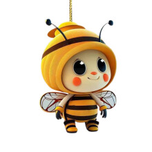 Yellow Cartoon Bee Acrylic Ornament 3.1 inch