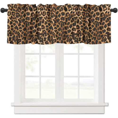 Cheetah Print Valance Curtain Brown Leopard 54x18 inch