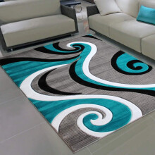 Living Room Carpet Gray Black White Large Area Antislip Rug