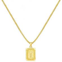 A-Z Letter Pendant Necklace Yellow Gold Plated Stainless