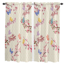 Watercolor Pink Cherry Blossom Curtains for Living Room