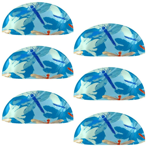 Cup Drawer Pulls Blue Dragonfly Shell Shape 6 pcs