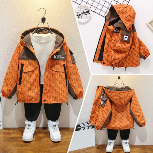 Boys Windbreaker Jacket Lightweight Hooded Red Size 8-9 1