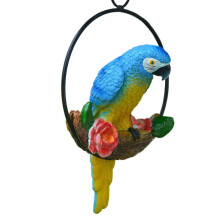 Weatherproof Resin Parakeet Tree Ornament Outdoor Decor