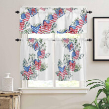 4th of July Kitchen Curtains Set with Valances Eucalyptus