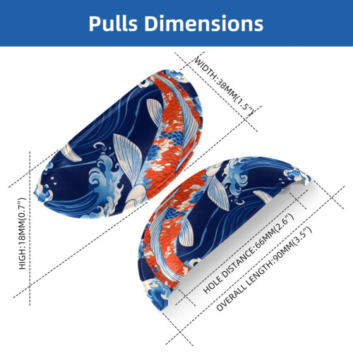Cup Drawer Pulls Fish Koi Blue Wave Shell Shape 6 pcs 1