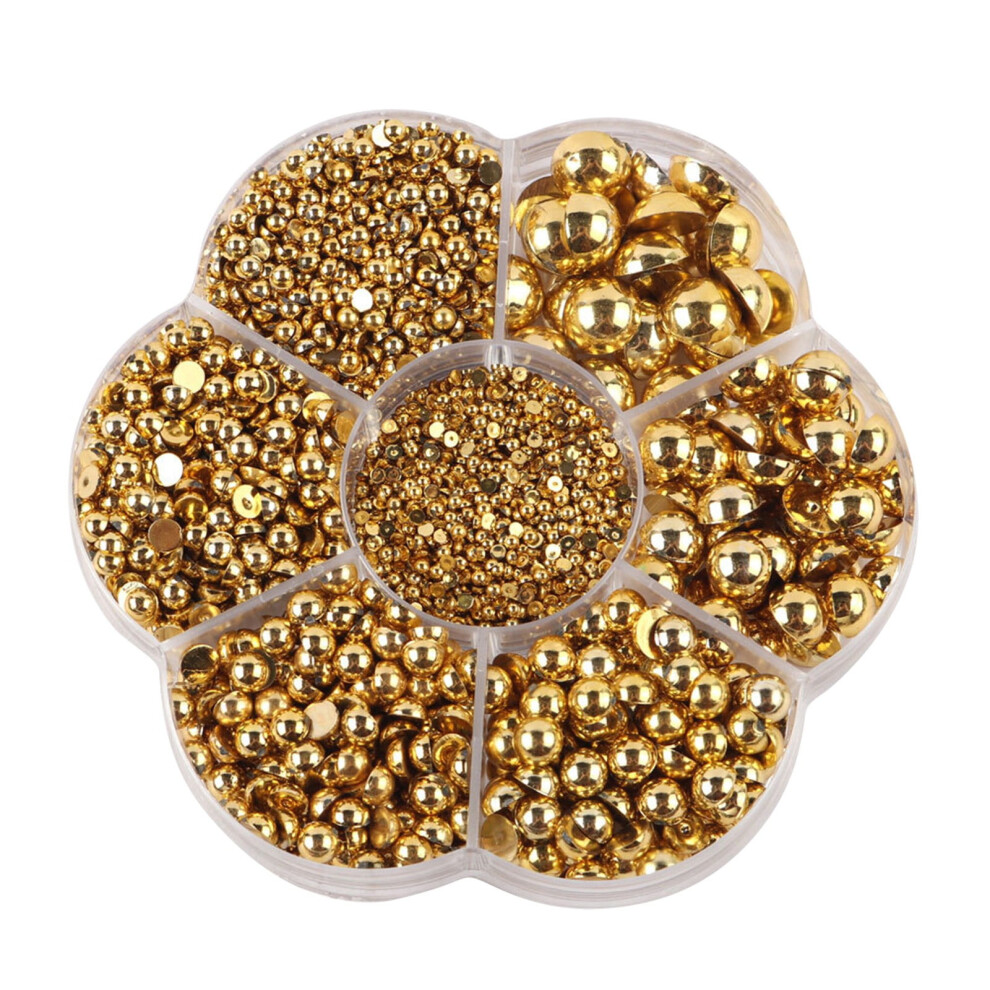 Gold Half Pearls Beads Mix Sizes Flatback ABS 3100Pcs