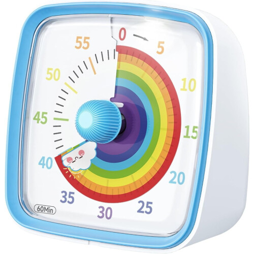 60-Min Visual Timer with Night Light Rainbow Blue