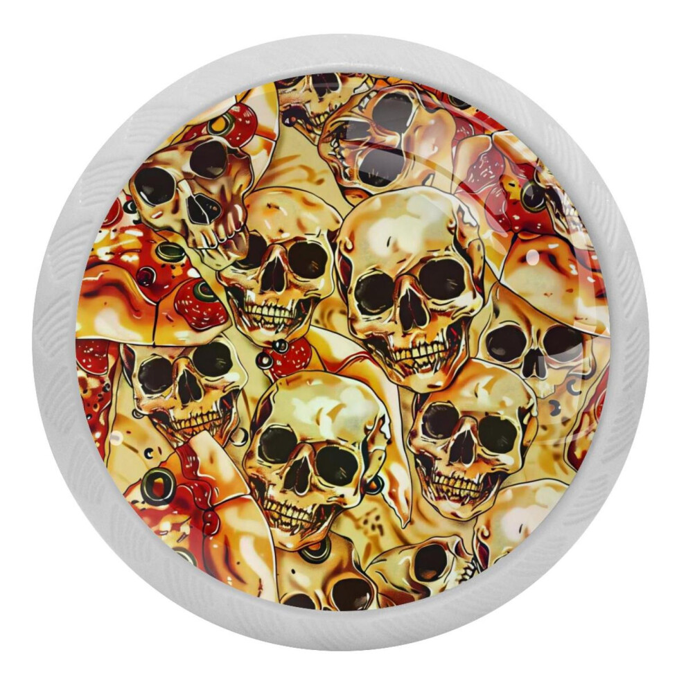 Skull Pattern Crystal Glass Cabinet Knobs 4 Pcs 9377112793160