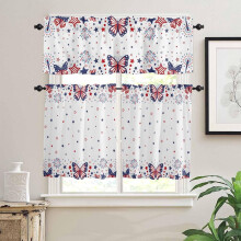 Butterfly 4th of July Kitchen Curtains Set with Valances
