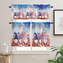 Blue Gnomes 4th of July Kitchen Curtains Set with Valances
