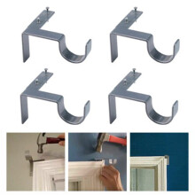Curtain Rod Brackets Zinc Alloy 4 Pcs Silver