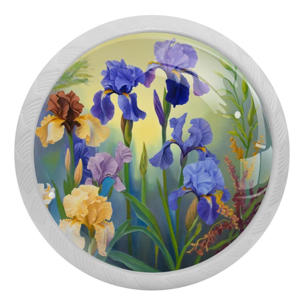 Purple Iris Crystal Glass Cabinet Knobs 4 Pcs 9377112805511