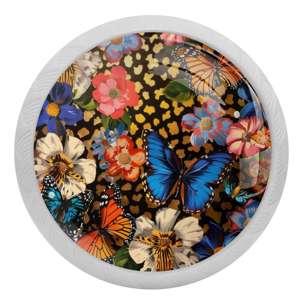 Butterfly Flower Cabinet Knobs Glow-In-The-Dark 4Pcs 9377112808994