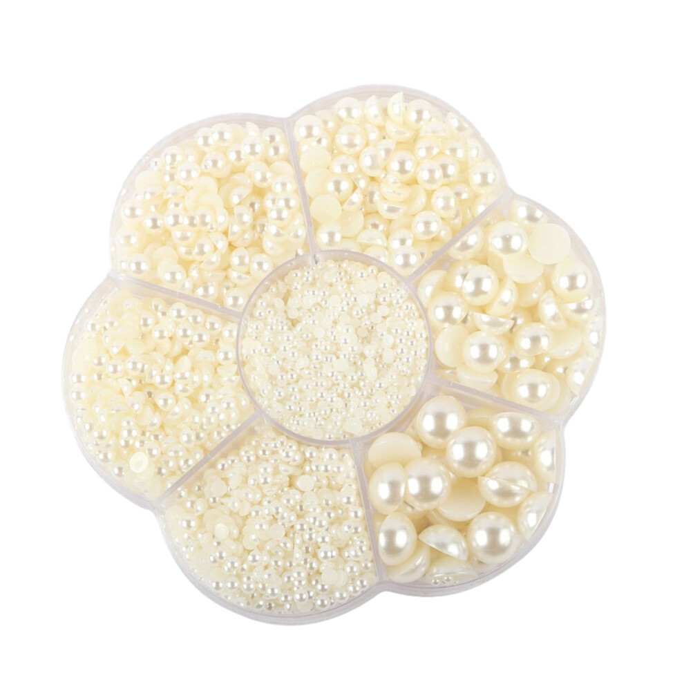 Gold Half Pearl Beads Mix Sizes 3100Pcs Flatback ABS