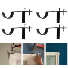 Curtain Rod Brackets Zinc Alloy 4 Pieces Black