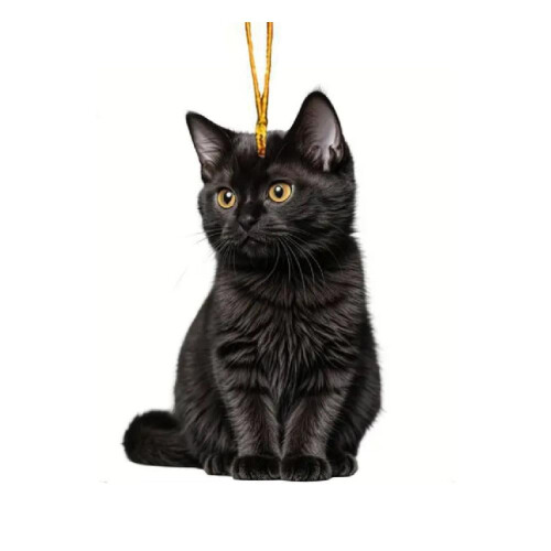 Black Cat Christmas Ornament Acrylic 2D Pendant