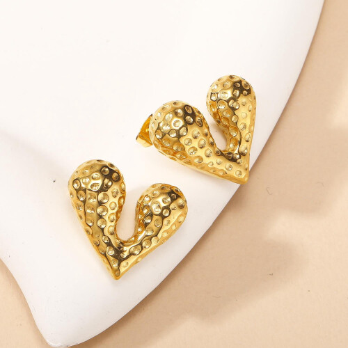 Heart Earlobe Earring Stainless Steel 1 Pair
