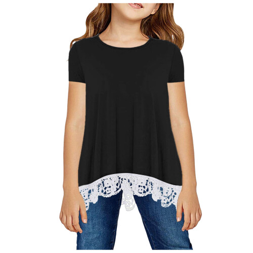 Girls Knot Tunic Tee Black Size 130 1