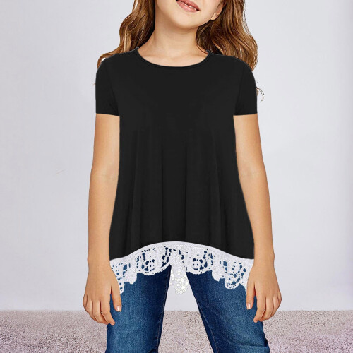 Girls Knot Tunic Tee Black Size 130 2