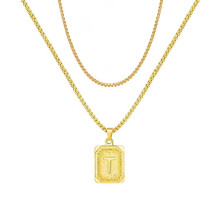 A-Z Letter Pendant Necklace Yellow Gold Plated Stainless