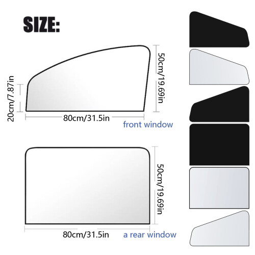 Solskydd för sidorutor, UV-skyddande, mörk toning, paket 1