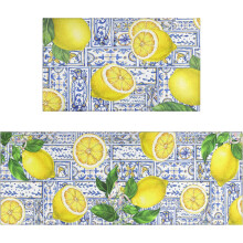 Lemon Kitchen Rug Mat Non-Slip Washable Set of 2