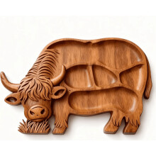 Wooden Charcuterie Board Engraved Highlands Cow Design 1pc