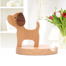 Supvox wooden dog phone stand ergonomic 3.5x5.5x7 inches