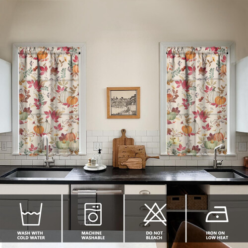 Kitchen Curtains Set of 2 Rustic Fall Thanksgiving 1