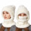 Women's Windproof Thermal Beanie Hat 3-in-1 Set White 1