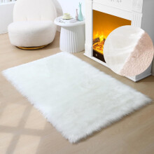 Fluffy White Plush Area Rug Faux Fur 20 x 32 Inch