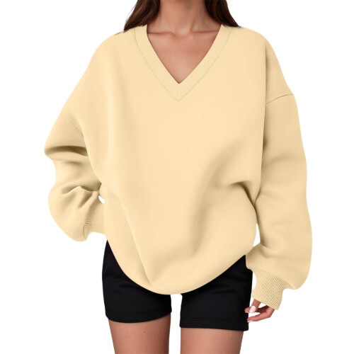 Women's Oversized V-Neck Sweatshirt L 2