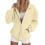 Women's Zip-Up Hoodie Beige M 2