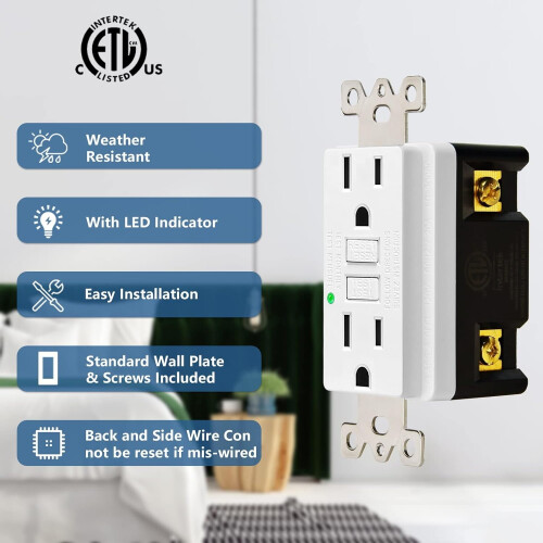 Nineleaf GFCI Outlet 15 Amp White 9-Pack 2