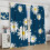 White Daisy Floral Curtains Abstract Blue White Print 84" W 4
