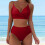 Damesbikini met hoge taille, wijnrood, maat 8 (L) 2