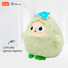 AI Plush Robot with Voice&LED Eyes,Tuya App Control Interactive Companion Toy , USB Rechargeable E-Pet