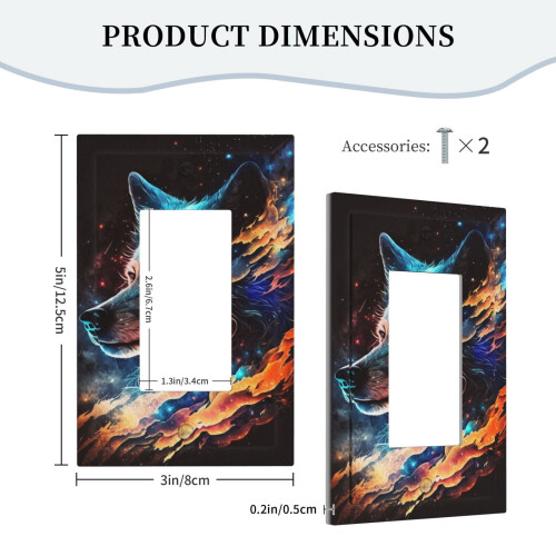 Wolf Galaxy Fire Space Light Switch Cover 1-Gang Wall Plate 1