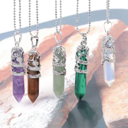 Colar com Pingente Hexagonal de Quartzo Natural e Opala para Chakras 2